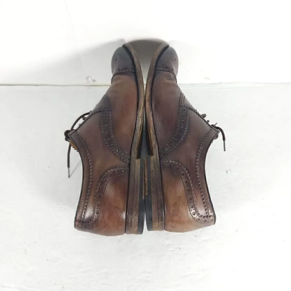GUCCI Men's US7,5 Leather Brown Cap Toe Wingtip derby Oxfords Dress Shoes Italy